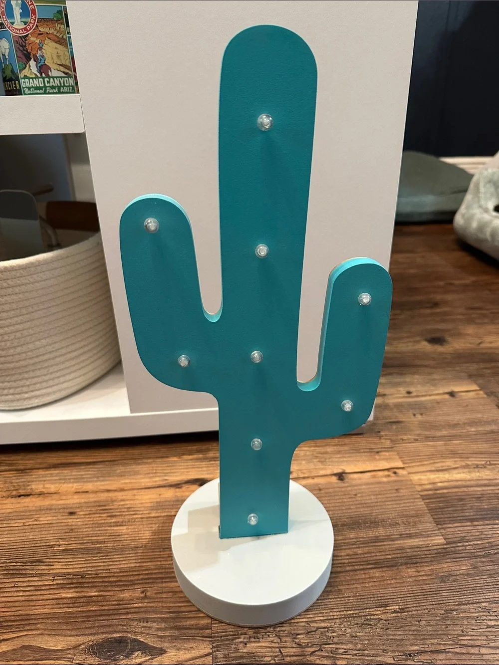 Turquoise Cactus LED Night Light - Decorative Home Party Accent